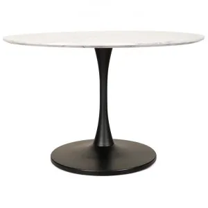 Hanaya  Marble Effect Round Dining Table, 120cm, White / Black by Viterbo Modern Furniture, a Dining Tables for sale on Style Sourcebook