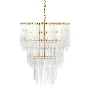 Zara Glass Tube Droplet Pendant Light, 3 Tier Round, Brass by Cozy Lighting & Living, a Pendant Lighting for sale on Style Sourcebook