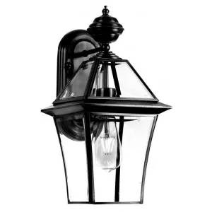 Rye IP44 Metal & Glass Indoor / Outdoor Wall Lantern, Small, Black by Telbix, a Outdoor Lighting for sale on Style Sourcebook