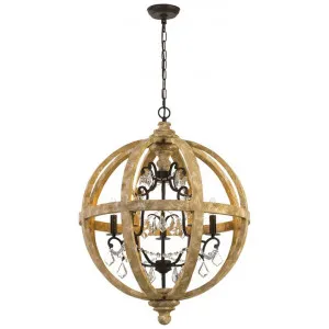 Florin Wood & Iron Chandelier / Pendant Light, Small by Telbix, a Pendant Lighting for sale on Style Sourcebook