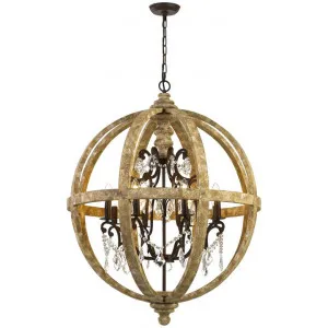 Florin Wood & Iron Chandelier / Pendant Light, Large by Telbix, a Pendant Lighting for sale on Style Sourcebook