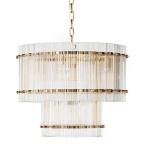 Paloma Glass Pendant Light, 2 Tier Round, Brass by Cozy Lighting & Living, a Pendant Lighting for sale on Style Sourcebook