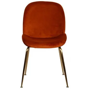 Aizel Velvet Fabric Dining Chair, Rust / Gold by Viterbo Modern Furniture, a Dining Chairs for sale on Style Sourcebook