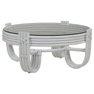 Raffles Round Coffee Table 92cm in Rattan White by OzDesignFurniture, a Coffee Table for sale on Style Sourcebook