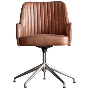 Donisi Leather Swivel Office Chair, Vintage Brown by Franklin Higgins, a Chairs for sale on Style Sourcebook