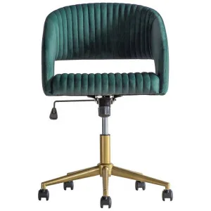 Alatri Fabric Swivel Office Chair, Green Velvet by Franklin Higgins, a Chairs for sale on Style Sourcebook