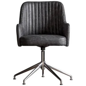 Donisi Leather Swivel Office Chair, Antique Ebony by Franklin Higgins, a Chairs for sale on Style Sourcebook