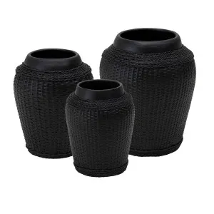 Bamboo Wrap Vase Set of 3 in Black by OzDesignFurniture, a Vases & Jars for sale on Style Sourcebook