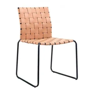 Siemon Woven Leather & Iron Dining Chair, Tan by Florabelle, a Dining Chairs for sale on Style Sourcebook