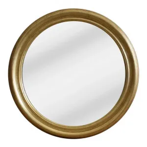 Lourdes Wooden Frame Round Wall Mirror, 84cm, Gold by Florabelle, a Mirrors for sale on Style Sourcebook