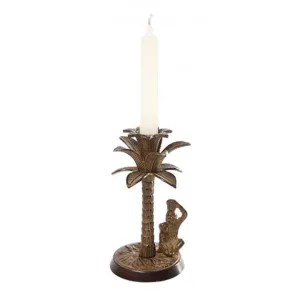 Monkey & Palm II Brass Candle Holder, Brown by Florabelle, a Candle Holders for sale on Style Sourcebook