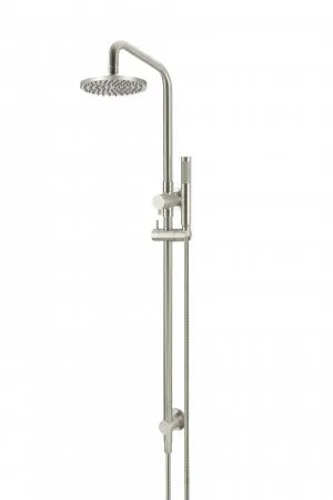 Meir | BRUSHED NICKEL ROUND COMBINATION SHOWER RAIL, 200MM ROSE, SINGLE FUNCTION HAND SHOWER - MZ0704-R-PVDBN by Meir, a Shower Heads & Mixers for sale on Style Sourcebook
