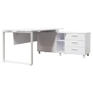 Lacasa Executive Office Desk, Right Return, 180cm, White by Conception Living, a Desks for sale on Style Sourcebook