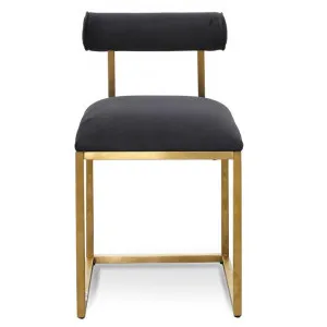 Bouvard Velvet Fabric & Metal Dining Chair, Black / Gold by Conception Living, a Dining Chairs for sale on Style Sourcebook