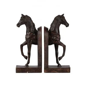 Breton Horse Bookend Set, Brown by Affinity Furniture, a Desk Decor for sale on Style Sourcebook