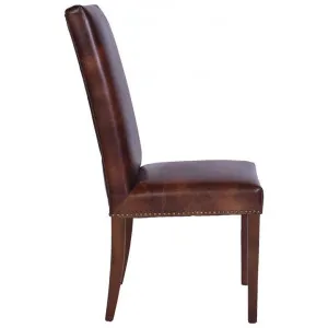 Cuxton Leather Highback Dining Chair, Brown / Maroon by Affinity Furniture, a Dining Chairs for sale on Style Sourcebook