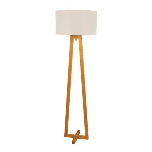 Edra Scandi Timber Base Floor Lamp, White Shade by Oriel Lighting, a Floor Lamps for sale on Style Sourcebook