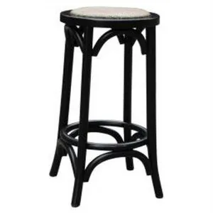 Sherwood Solid Oak Timber Counter Stool with Rattan Seat, Distressed Black by Dodicci, a Bar Stools for sale on Style Sourcebook
