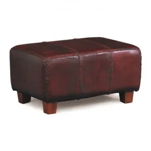 Rhyno Leather Upholstered Mahogany Timber Ottoman - Small by Centrum Furniture, a Ottomans for sale on Style Sourcebook