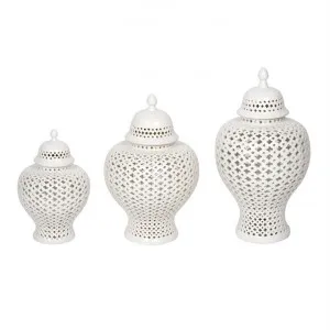 Minx Porcelain Temple Jar, Large, White by Cozy Lighting & Living, a Vases & Jars for sale on Style Sourcebook