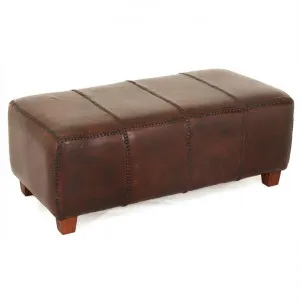 Rhyno Leather Upholstered Mahogany Timber Ottoman - Large by Centrum Furniture, a Ottomans for sale on Style Sourcebook