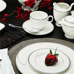 Noritake Platinum Wave Fine China Teacup and Saucer by Noritake, a Cups & Mugs for sale on Style Sourcebook