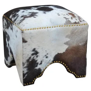 Burgen Hand Crafted Synthetic Cowhide Ottoman by Philuxe Home, a Ottomans for sale on Style Sourcebook