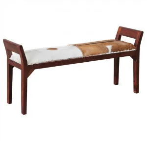 Dacey Solid Mahogany Timber Double Bench with Goat Hide Seat - Mahogany by Centrum Furniture, a Benches for sale on Style Sourcebook