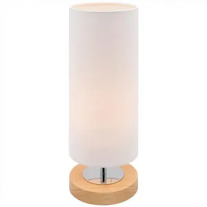 Brady Fabric Touch Table Lamp with Timber Base, White by Mercator, a Table & Bedside Lamps for sale on Style Sourcebook