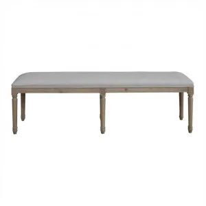 Antoinette Solid Oak Timber Bench with Linen Seat, Weathered Oak/Oatmeal by Manoir Chene, a Benches for sale on Style Sourcebook