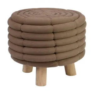 Landeron Knitted Cotton Round Ottoman Stool, Chocolate by Chateau Legende, a Ottomans for sale on Style Sourcebook