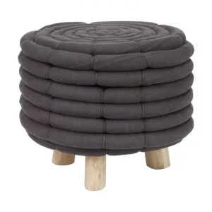 Landeron Knitted Cotton Round Ottoman Stool, Dark Grey by Chateau Legende, a Ottomans for sale on Style Sourcebook