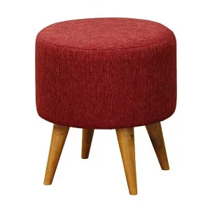 Oxley Fabric Round Ottoman Stool, Cherry Red by Centrum Furniture, a Ottomans for sale on Style Sourcebook