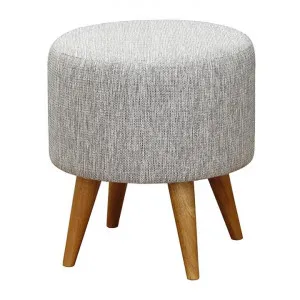 Oxley Fabric Round Ottoman Stool, Grey by Centrum Furniture, a Ottomans for sale on Style Sourcebook