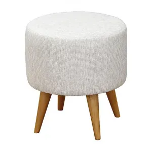Oxley Fabric Round Ottoman Stool, Light Grey by Centrum Furniture, a Ottomans for sale on Style Sourcebook