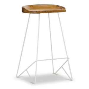 Neato Metal Counter Stool with Timber Seat, White by FLH, a Bar Stools for sale on Style Sourcebook