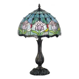 Mauve Tulip Tiffany Style Stained Glass Table Lamp, Medium by GG Bros, a Table & Bedside Lamps for sale on Style Sourcebook