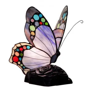 Tiffany Style Stained Glass Butterfly Table Lamp, Type E, Purple by GG Bros, a Table & Bedside Lamps for sale on Style Sourcebook