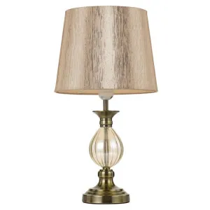 Crest Metal & Glass Base Table Lamp, Antique Brass by Telbix, a Table & Bedside Lamps for sale on Style Sourcebook