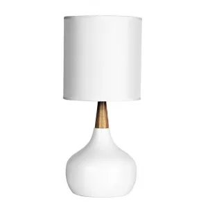 Pod Timber & Metal Base Touch Table Lamp, White by Oriel Lighting, a Table & Bedside Lamps for sale on Style Sourcebook
