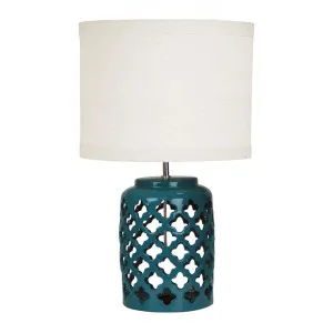 Casbah Moorish Cut Ceramic Base Table Lamp, Teal by Oriel Lighting, a Table & Bedside Lamps for sale on Style Sourcebook