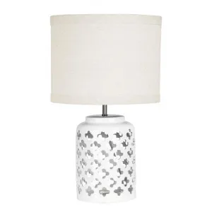 Casbah Moorish Cut Ceramic Base Table Lamp, Antique White by Oriel Lighting, a Table & Bedside Lamps for sale on Style Sourcebook