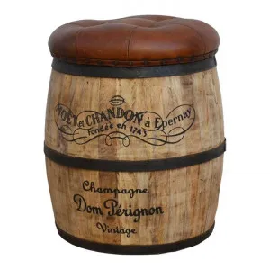 Moet Chandon Leather & Mango Wood Vintage Wine Bucket Storage Ottoman by Philuxe Home, a Ottomans for sale on Style Sourcebook