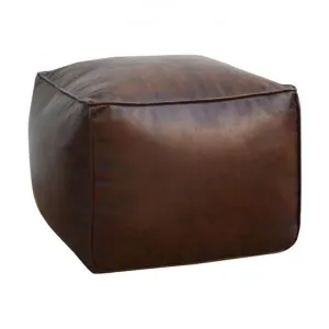 Bellhouse Vintage Leather Ottoman, Square by Philbee Interiors, a Ottomans for sale on Style Sourcebook