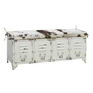 Ranch Cowhide & Metal Locker Bench by Philbee Interiors, a Benches for sale on Style Sourcebook