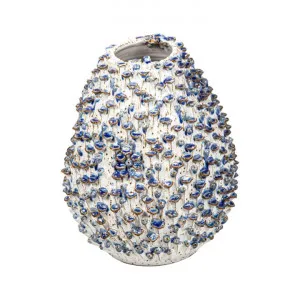 Giverne Ceramic Vase, Medium, White / Blue by Florabelle, a Vases & Jars for sale on Style Sourcebook