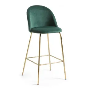 Loftus Velvet Fabric Counter Stool, Emerald / Gold by El Diseno, a Bar Stools for sale on Style Sourcebook