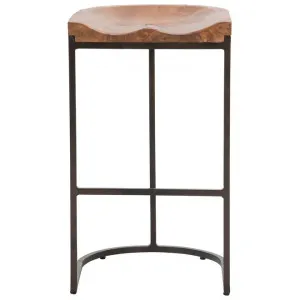 Tropica Stella Commercial Grade Metal Counter Stool with Carved Teak Timber Seat by Superb Lifestyles, a Bar Stools for sale on Style Sourcebook