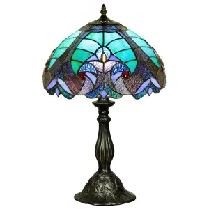 Ebor Tiffany Stained Glass Table Lamp, Small, Teal by Tiffany Light House, a Table & Bedside Lamps for sale on Style Sourcebook