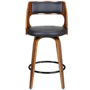 Oslo Swivel Counter Stool, Black / Walnut with Black Footrest by Maison Furniture, a Bar Stools for sale on Style Sourcebook